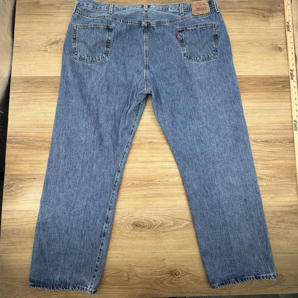 Vtg Levis 501 Button Fly Jeans 48x32‎ Denim Y2K Med Wash - Picture 3 of 7